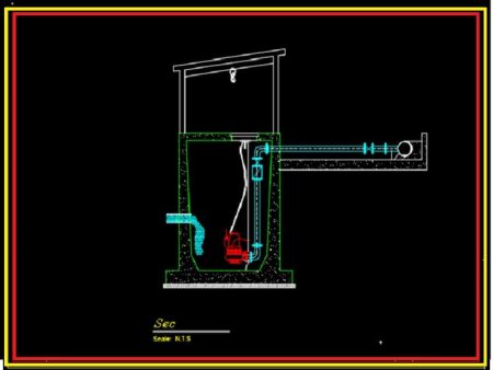 نقشه مقطع ایستگاه پمپاژ فاضلاب-ps-se-pl